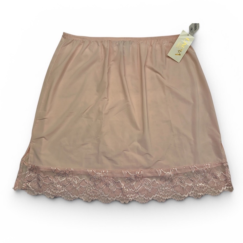 Vintage Cinema Etoile Womens Soft Pink Lace Trim Half Slip Skirt L Coquette New